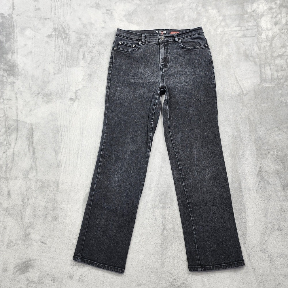 Style&Co Jeans Womens 8 Black High Rise Easy Fit Straight Stretch Denim Faded